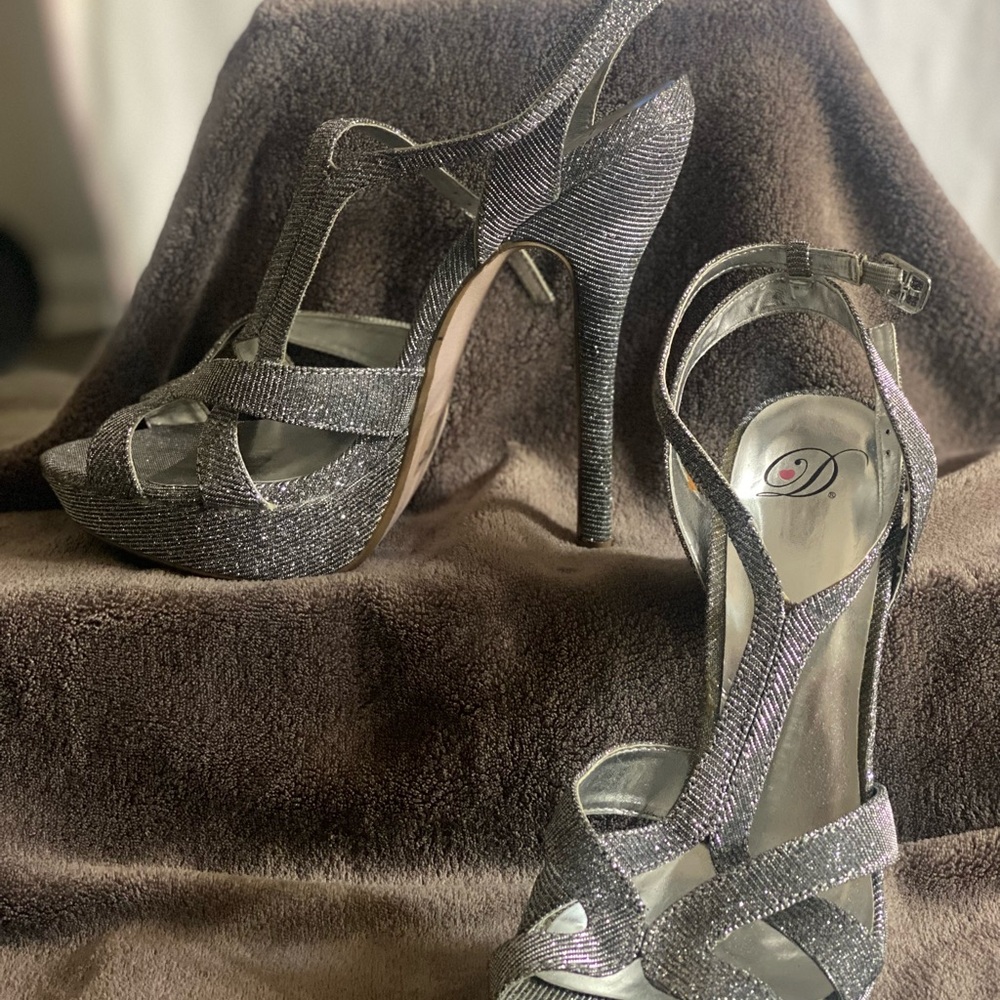 Delicious Shimmering Silver Strappy Heels